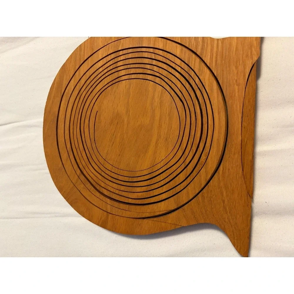 Vintage Collapsible Wooden Fruit Basket Spiral Cut Folding Bowl Trivet MCM